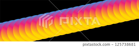 Colorful abstract gradient circle wave pattern on a black background 125738681