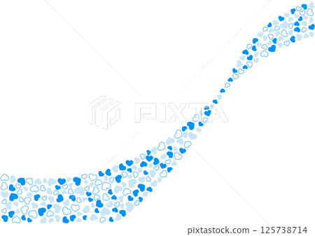 心形圖案背景藍色3色邊框和純色心形 125738714