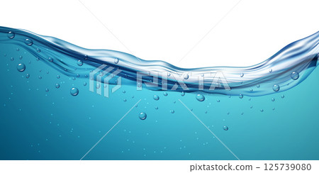 Water wave vector sea background. Blue water isolated surface underwater abstract clean background 125739080