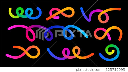 Abstract colorful ribbon gradient loops shape. Colorful lines design dynamic creative curves 125739095