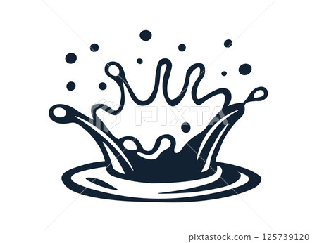 Water splash icon. Simple illustration liquid splash with droplets and ripples wave droplet. Water 125739120