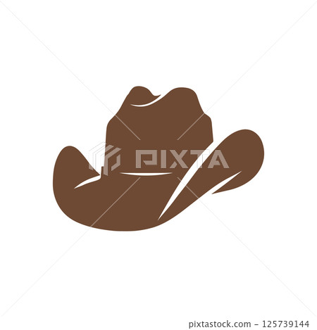 Cowboy hat western vector icon. Sheriff cowboy cartoon icon illustration logo. 125739144