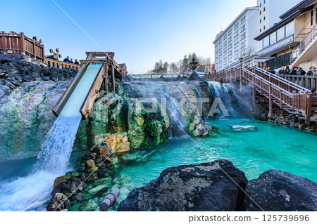 群馬縣、草津町、吾妻郡、草津溫泉湯畑、湯瀧 125739696