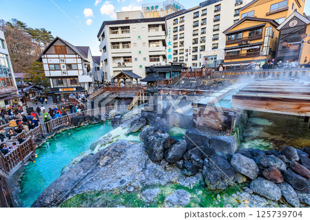群馬縣、草津町、吾妻郡、草津溫泉湯畑、湯瀧 125739704