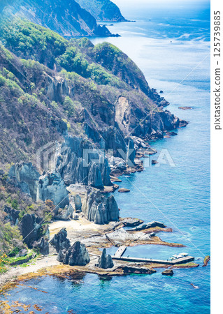 青森縣下北半島西村佛光浦的淨土景觀 125739885