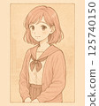 Sepia colored uniform girl illustration_frame background 125740150