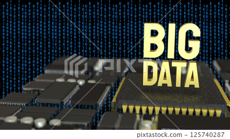 The Gold Big DATA on PCB board for technology concept 3d Rendering. The Gold Big DATA on PCB board for technology concept 3d Rendering. 125740287