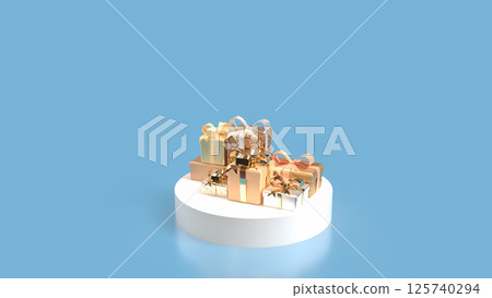The Gold gift box for celebration or advertising concept 3d rendering. The Gold gift box for celebration or advertising concept 3d rendering. 125740294