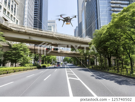 Image of a drone delivering a package Image of a drone delivering a package 125740502