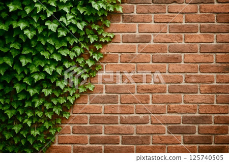 Brick wall and ivy 125740505