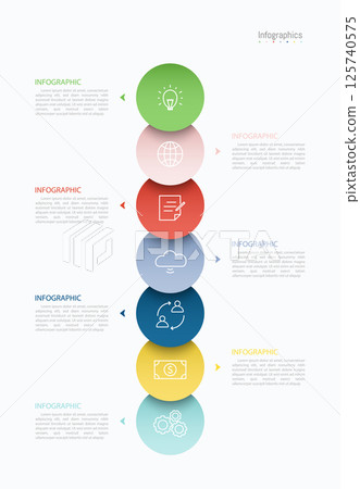Infographic 7 options design elements for your business data. Vector Illustration. 125740575