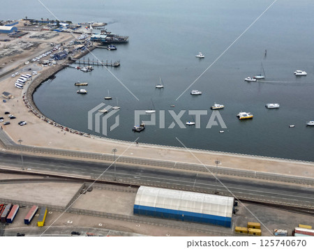 Aerial view of the harbour in Walvis Bay, Namibia Aerial view of the harbour in Walvis Bay, Namibia 125740670