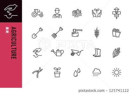 Agriculture line icon set 125741122