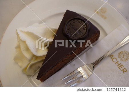 Sachertorte at Cafe Sacher, Austria Sachertorte at Cafe Sacher, Austria 125741812