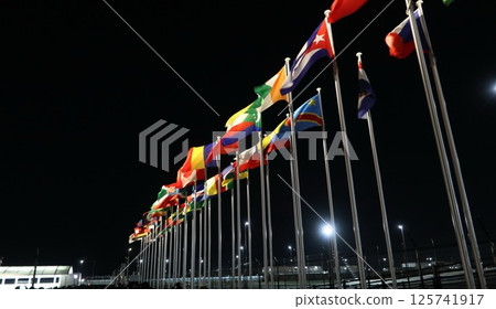 Osaka Kansai Expo (EXPO2025), flags of the world Osaka Kansai Expo (EXPO2025), flags of the world 125741917
