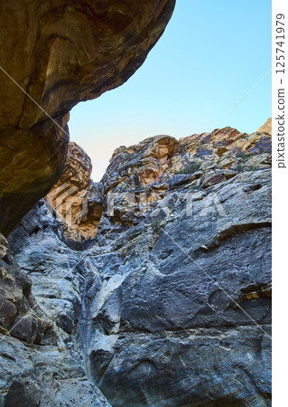 Rugged Ice Box Canyon Cliffs Upward View in Warm Light Rugged Ice Box Canyon Cliffs Upward View in Warm Light 125741979