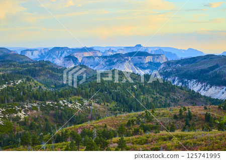 Majestic Kolob Canyon Landscape at Golden Hour Aerial 125741995