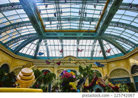 Botanical Conservatory with Butterfly Sculptures Eye-Level Perspective 125742067