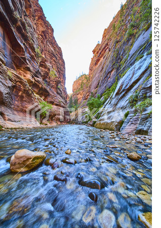 Zion Narrows River Motion in Canyon Perspective Zion Narrows River Motion in Canyon Perspective 125742226