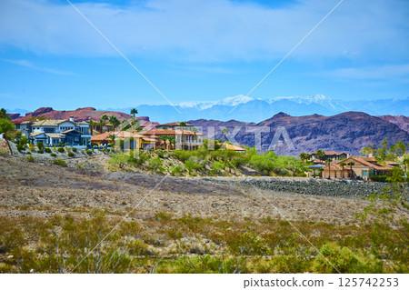 Luxury Desert Homes with Mountain Views Aerial Perspective 125742253