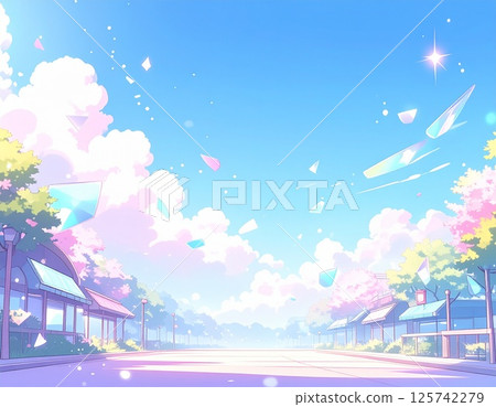 Jewels and stars dancing in the pastel sky - Dreamy and cute background material 125742279
