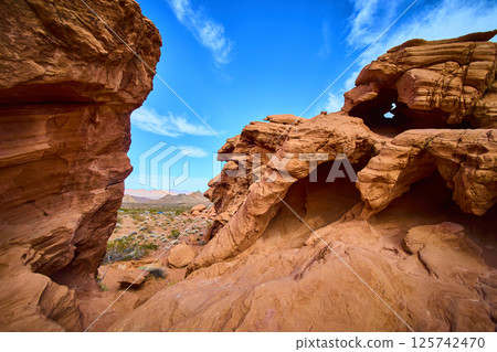 Redstone Dune Sandstone Cliffs Panorama with Eye-Level Perspective 125742470