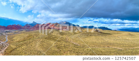 Aerial of Red Rock Canyon Desert Landscape Aerial of Red Rock Canyon Desert Landscape 125742507