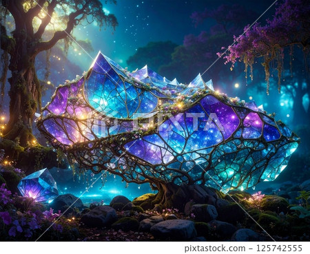 閃閃發光的寶石森林，大自然的神奇光芒，夢幻般的幻想 125742555