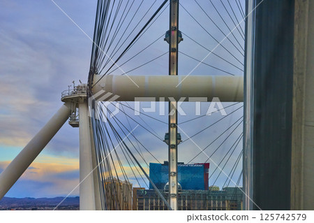 High Roller Ferris Wheel and Las Vegas Skyline at Golden Hour High Roller Ferris Wheel and Las Vegas Skyline at Golden Hour 125742579