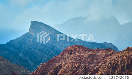 Aerial of Red Rock Canyon and Turtlehead Peak in Soft Light 125742676