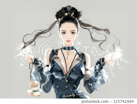 控制閃電的電妖精的插畫素材 控制閃電的電妖精的插畫素材 125742884