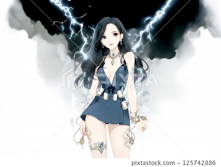 Illustration material of an electric fairy who controls lightning Illustration material of an electric fairy who controls lightning 125742886