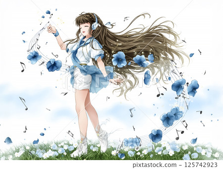 Illustration material of a singing sound fairy Illustration material of a singing sound fairy 125742923