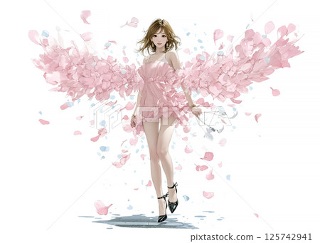 粉紅色花瓣的春天仙女的插圖素材 125742941