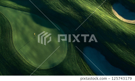 Aerial view of a beautiful golf green 125743179