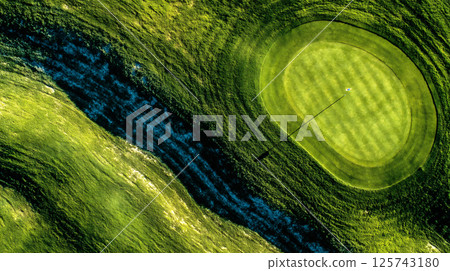 Aerial view of a beautiful golf green 125743180