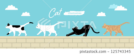 貓在柵欄上行走的插圖 2 125743345