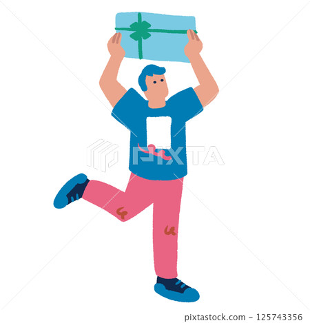 A man enjoying shopping. Colorful and flat hand-drawn illustration A man enjoying shopping. Colorful and flat hand-drawn illustration 125743356