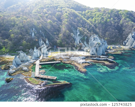 "Aomori Prefecture" Aerial photography of Hotokegaura with a drone - Sai Village, Shimokita Peninsula "Aomori Prefecture" Aerial photography of Hotokegaura with a drone - Sai Village, Shimokita Peninsula 125743825
