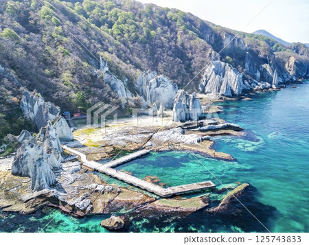 "Aomori Prefecture" Aerial photography of Hotokegaura with a drone - Sai Village, Shimokita Peninsula 125743833