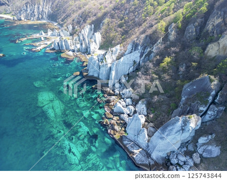 "Aomori Prefecture" Aerial photography of Hotokegaura with a drone - Sai Village, Shimokita Peninsula 125743844