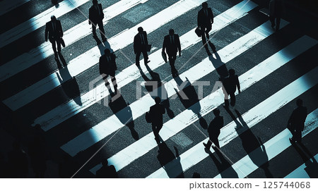 Businessmen walking on a pedestrian crossing 125744068