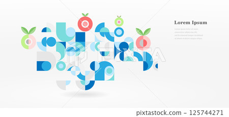 geometry abstract circle pattern retro vegetable fruit background 125744271