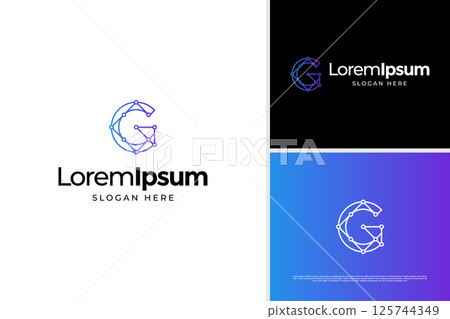 Letter G technology logo concept creative. Initial G digital logo design template Letter G technology logo concept creative. Initial G digital logo design template 125744349