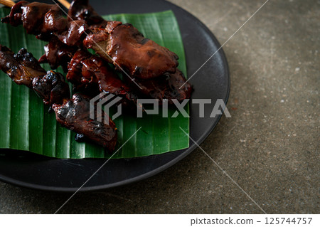 grilled chicken liver skewer in Asian style grilled chicken liver skewer in Asian style 125744757