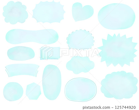 水彩畫:一組淺藍色手繪框架 水彩畫:一組淺藍色手繪框架 125744920