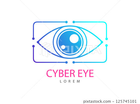 Eye Scanner Logo .Cyber eye on a white background .Electronic nanotechnology . Eye Scanner Logo .Cyber eye on a white background .Electronic nanotechnology . 125745101