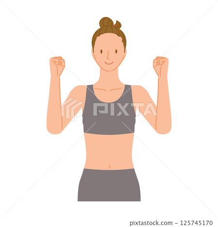 健身教練（微笑的年輕女子）：雙手握拳 125745170