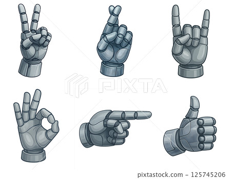 Robot hand sign icon set Robot hand sign icon set 125745206