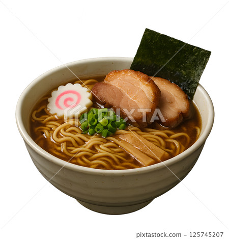 Realistic delicious looking ramen cutout background 125745207
